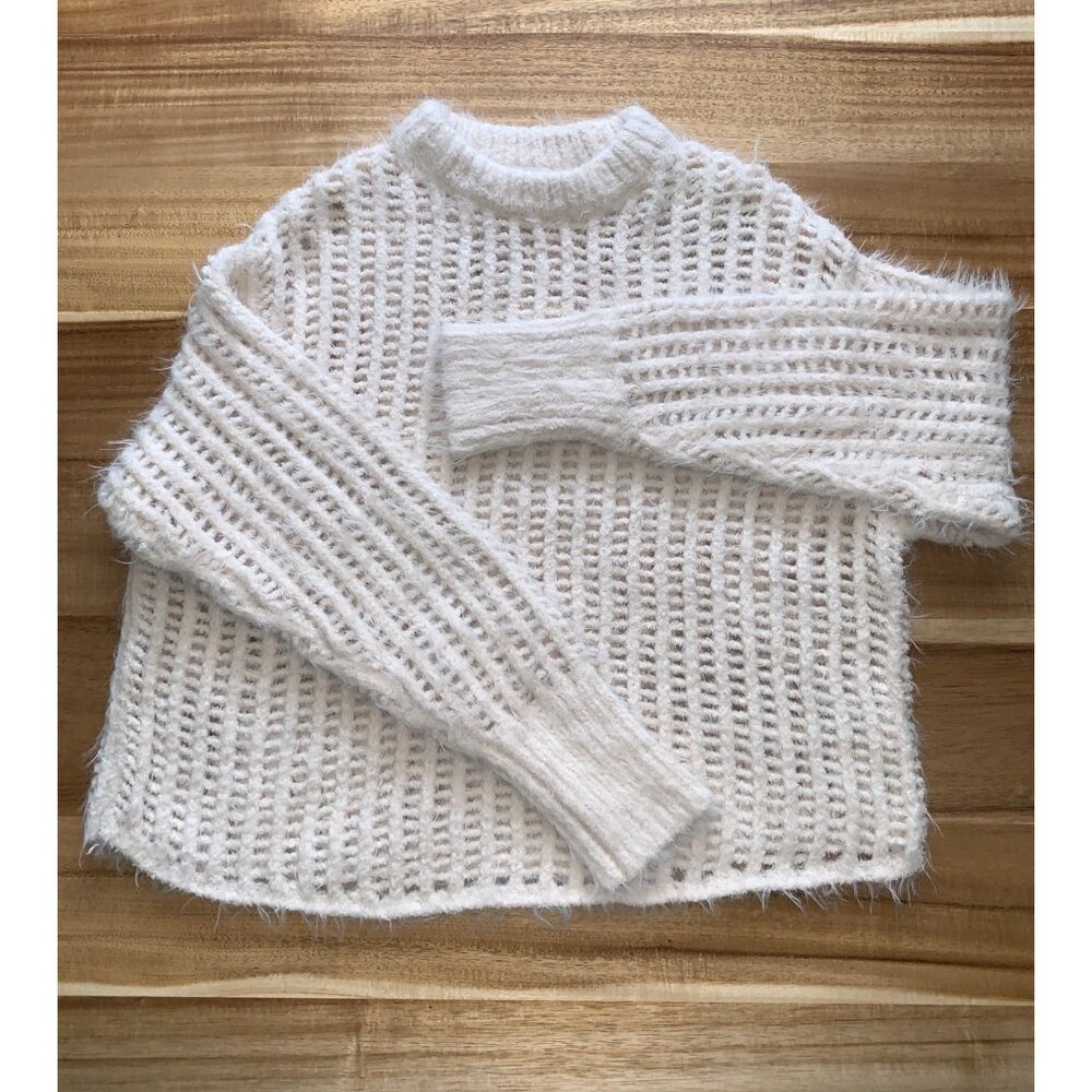 Universal Thread Womens Fabric Blend Cream Open-Knit Sweater Size XS - Picture 7 of 11